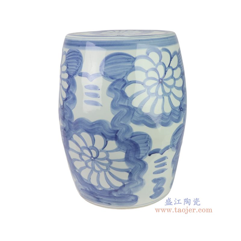 RZPI107-A 青花太阳花鼓凳凉墩   