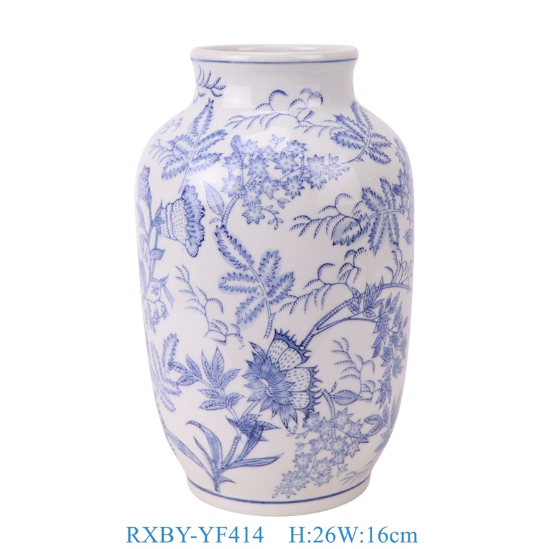 RXBY-YF414 青花花叶纹冬瓜瓶  