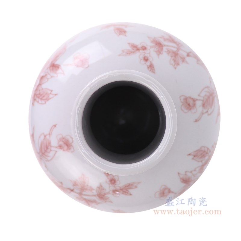RXBY-YF-D0025 红色花叶纹长颈瓶 