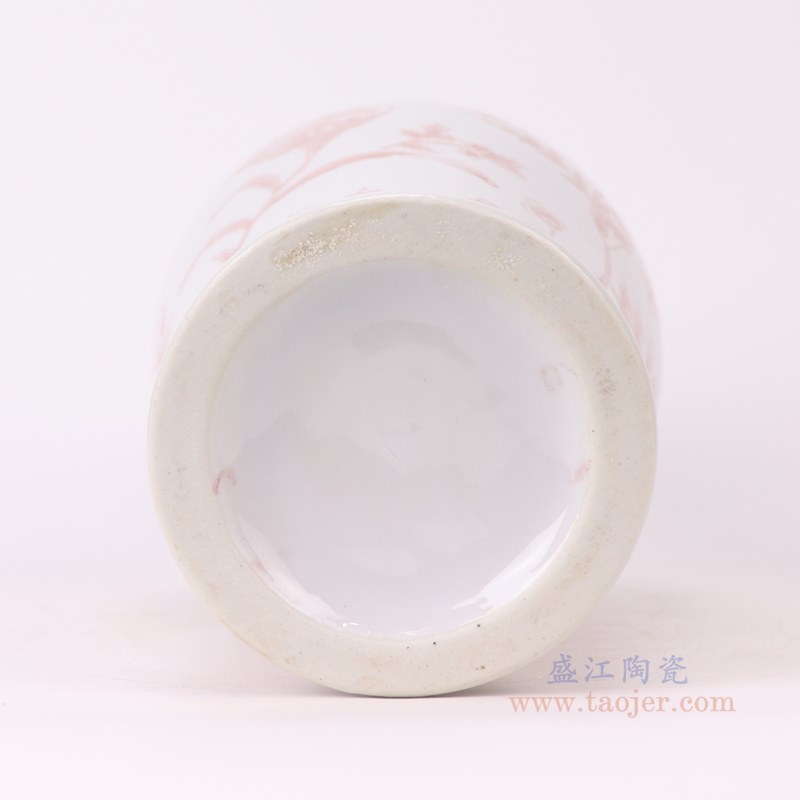 RXBY-YF-D0025 红色花叶纹长颈瓶 