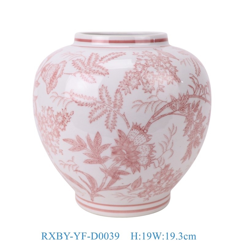 RXBY-YF-D0039 红色花叶纹大肚花瓶   