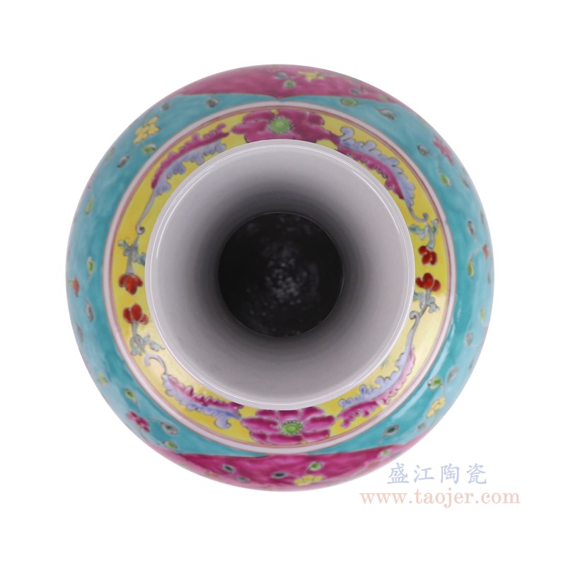 RYZG21-C 娘惹瓷粉彩绿底开窗凤凰牡丹花纹赏瓶