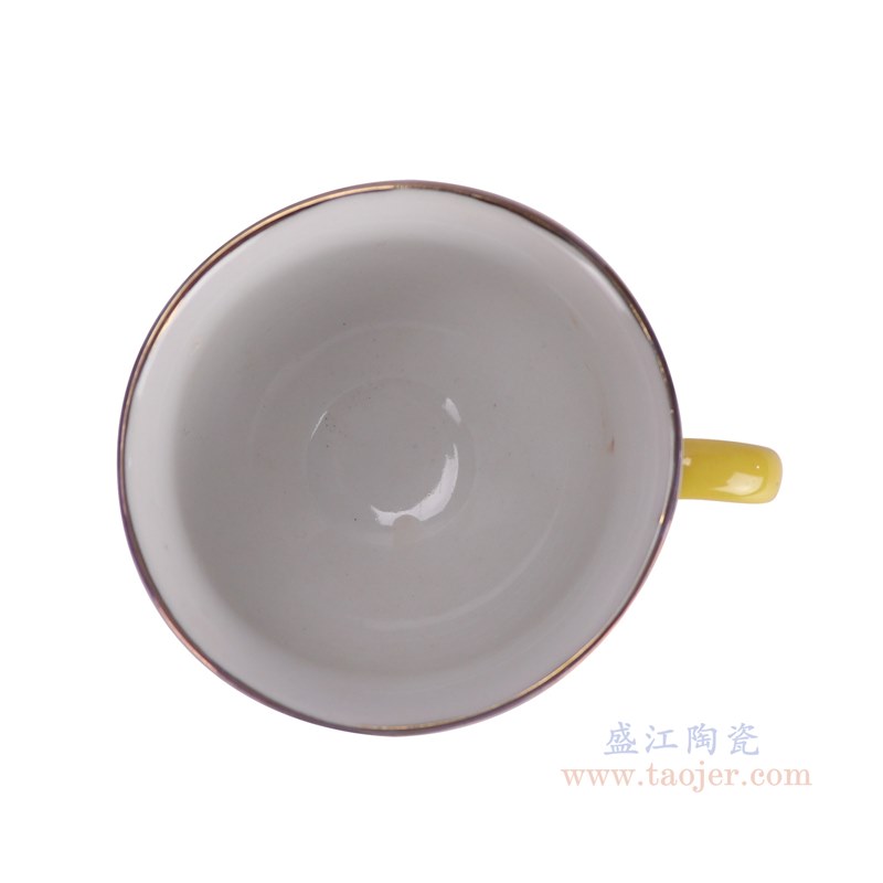RZFA53-B 娘惹瓷黄底开窗凤凰牡丹纹茶杯
