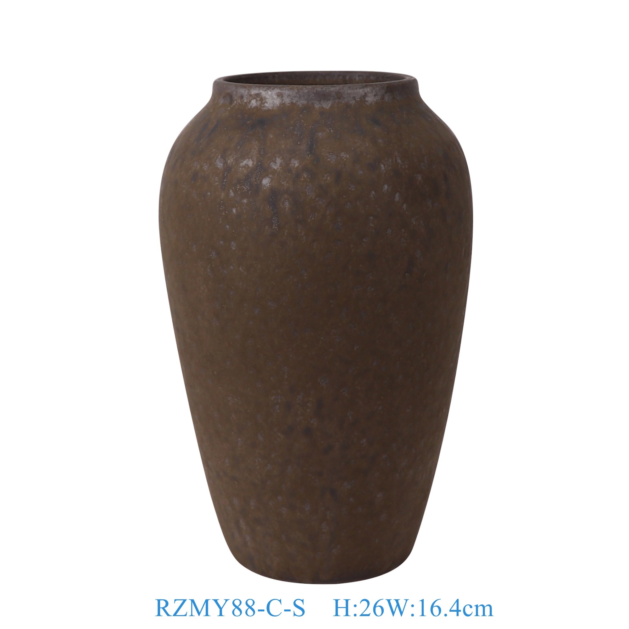 RZMY88-C-S 窑变铁锈黑斑纹冬瓜瓶花器小号  