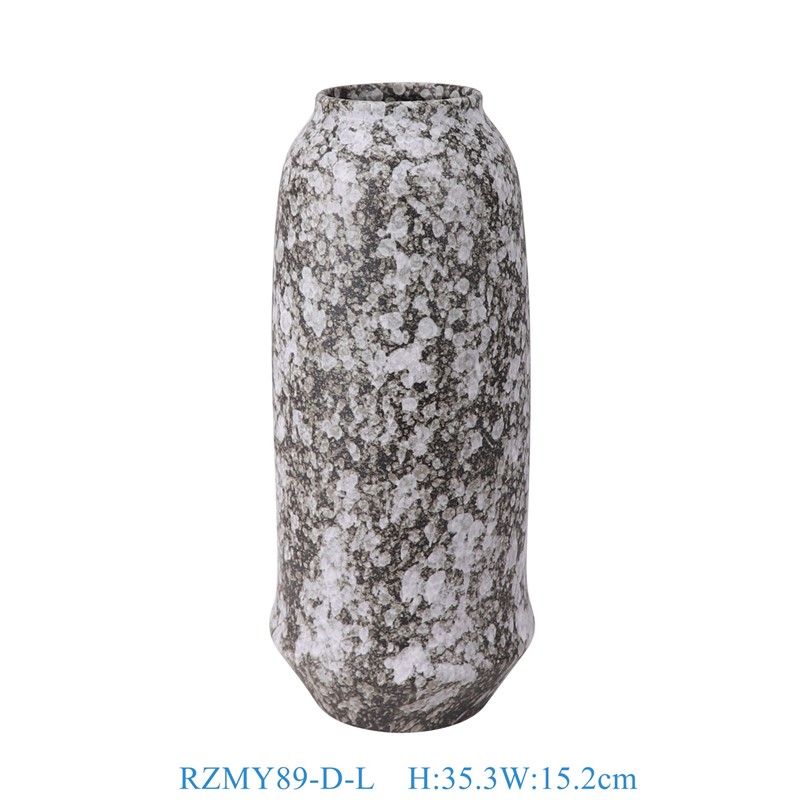 RZMY89-D-L 窑变黑底白雪花纹异形花瓶花器大号   