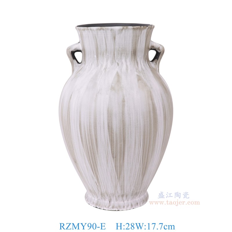 RZMY90-E 窑变白色双耳花瓶花器 