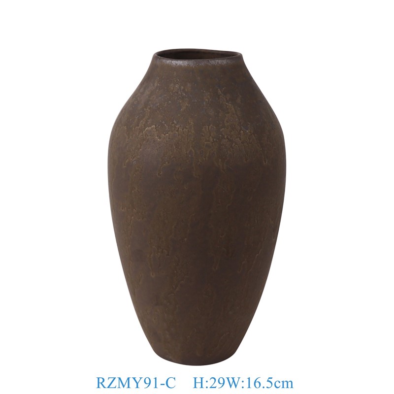 RZMY91-C 窑变铁锈黑斑纹花瓶花器  