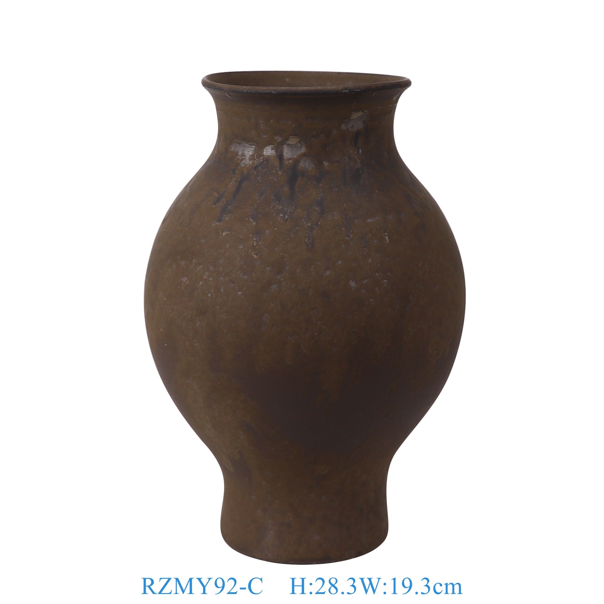 RZMY92-C 窑变铁锈黑斑纹异形花瓶花器   