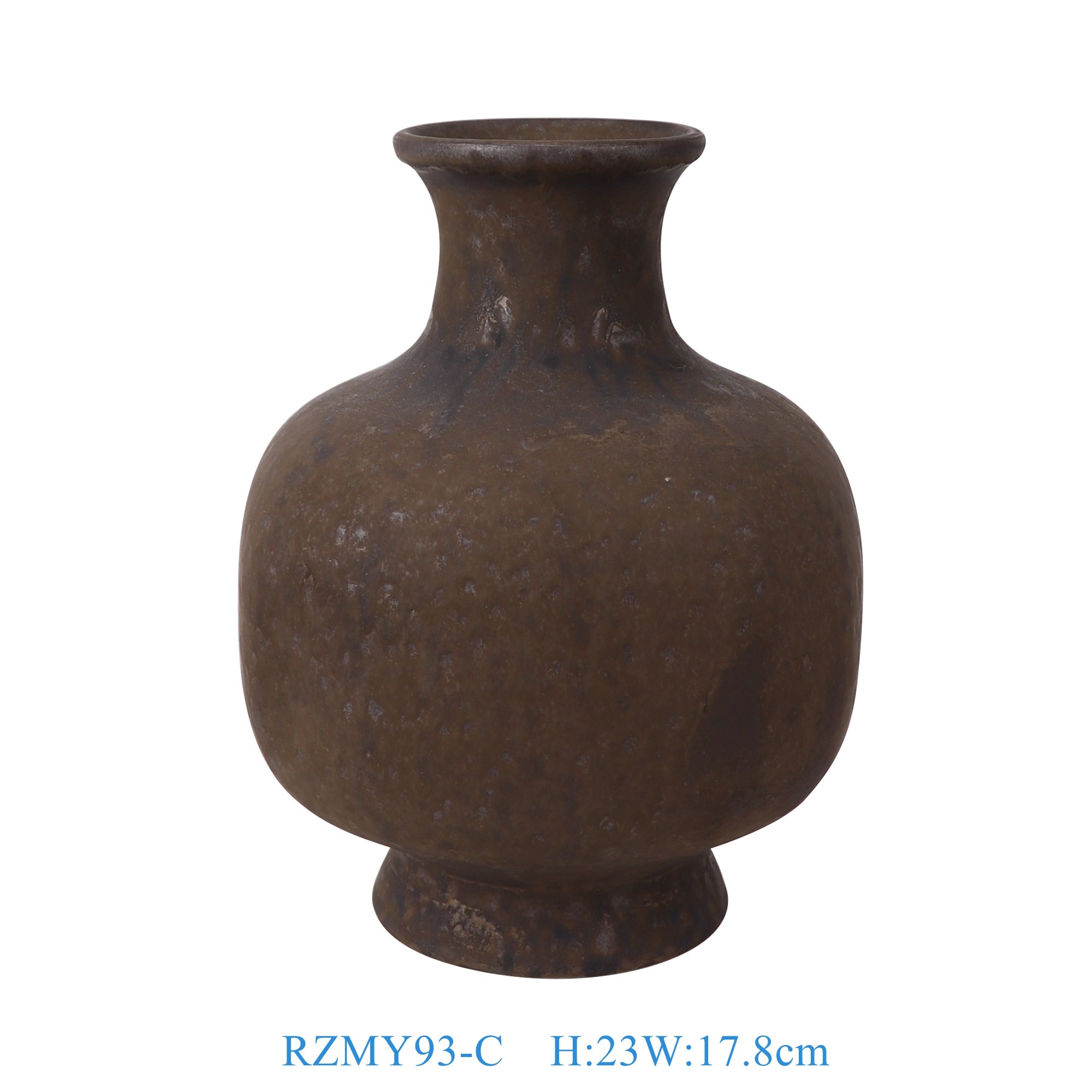 RZMY93-C 窑变铁锈黑斑纹异形花瓶花器   