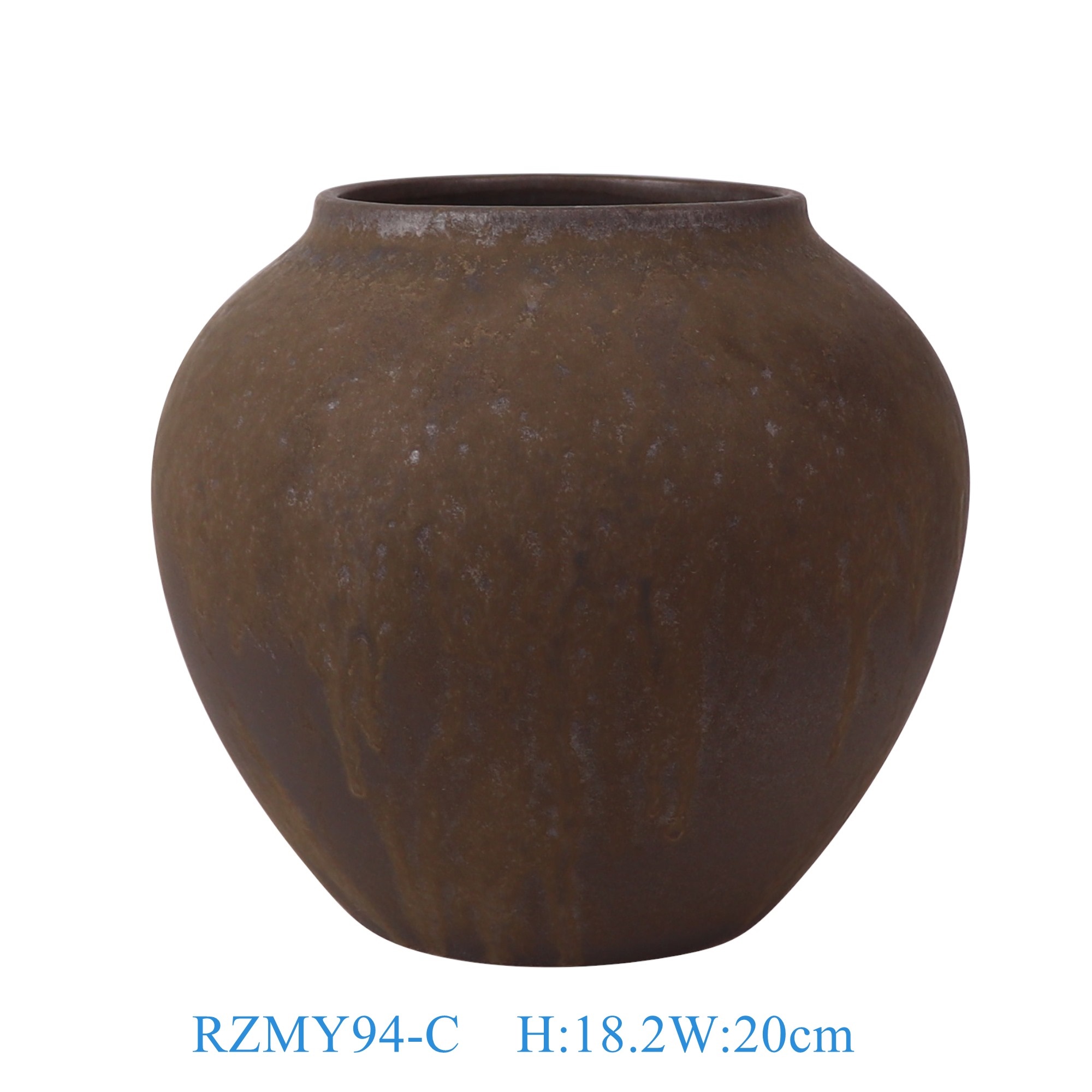 RZMY94-C 窑变铁锈黑斑纹异形花瓶花器   