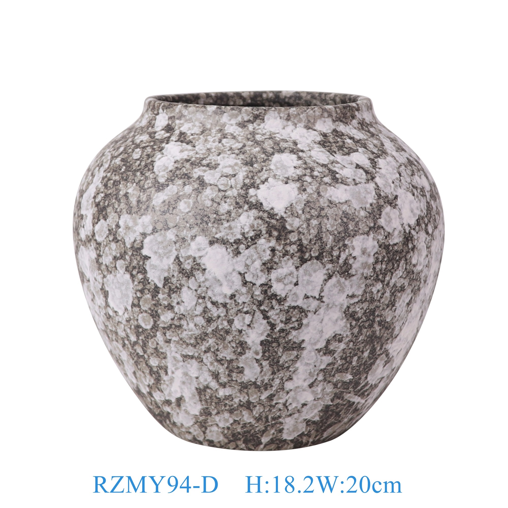 RZMY94-D 窑变黑底白雪花纹花瓶花器   