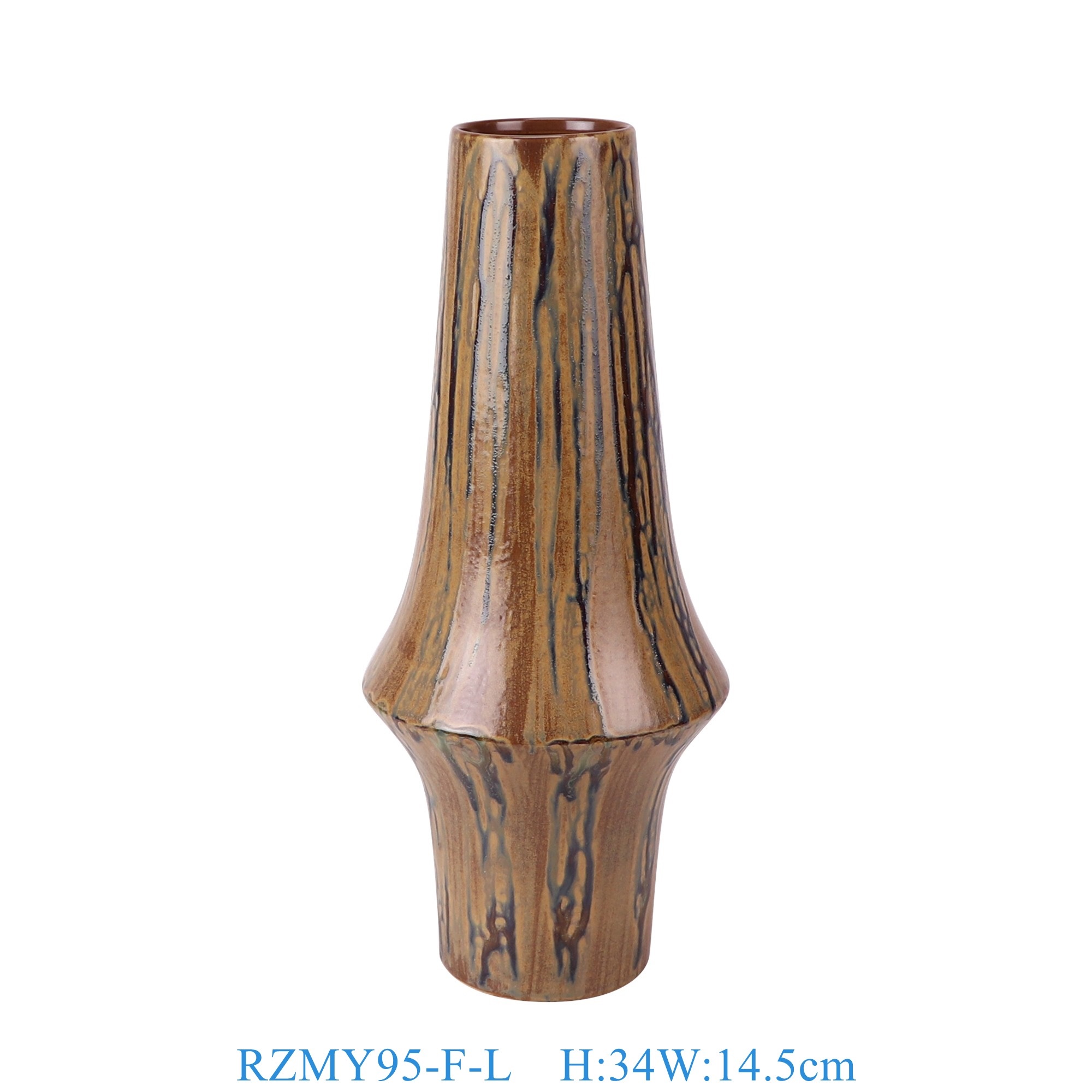 RZMY95-F-L 窑变橙色底流釉异形花瓶花器大号   