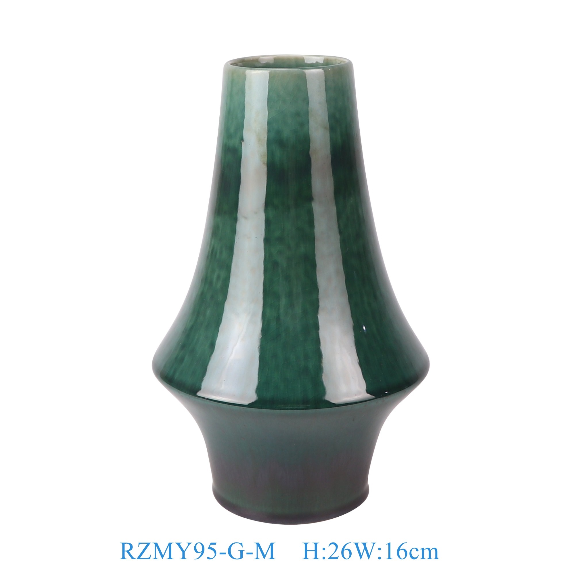 RZMY95-G-M 窑变绿色异形花瓶花器中号   