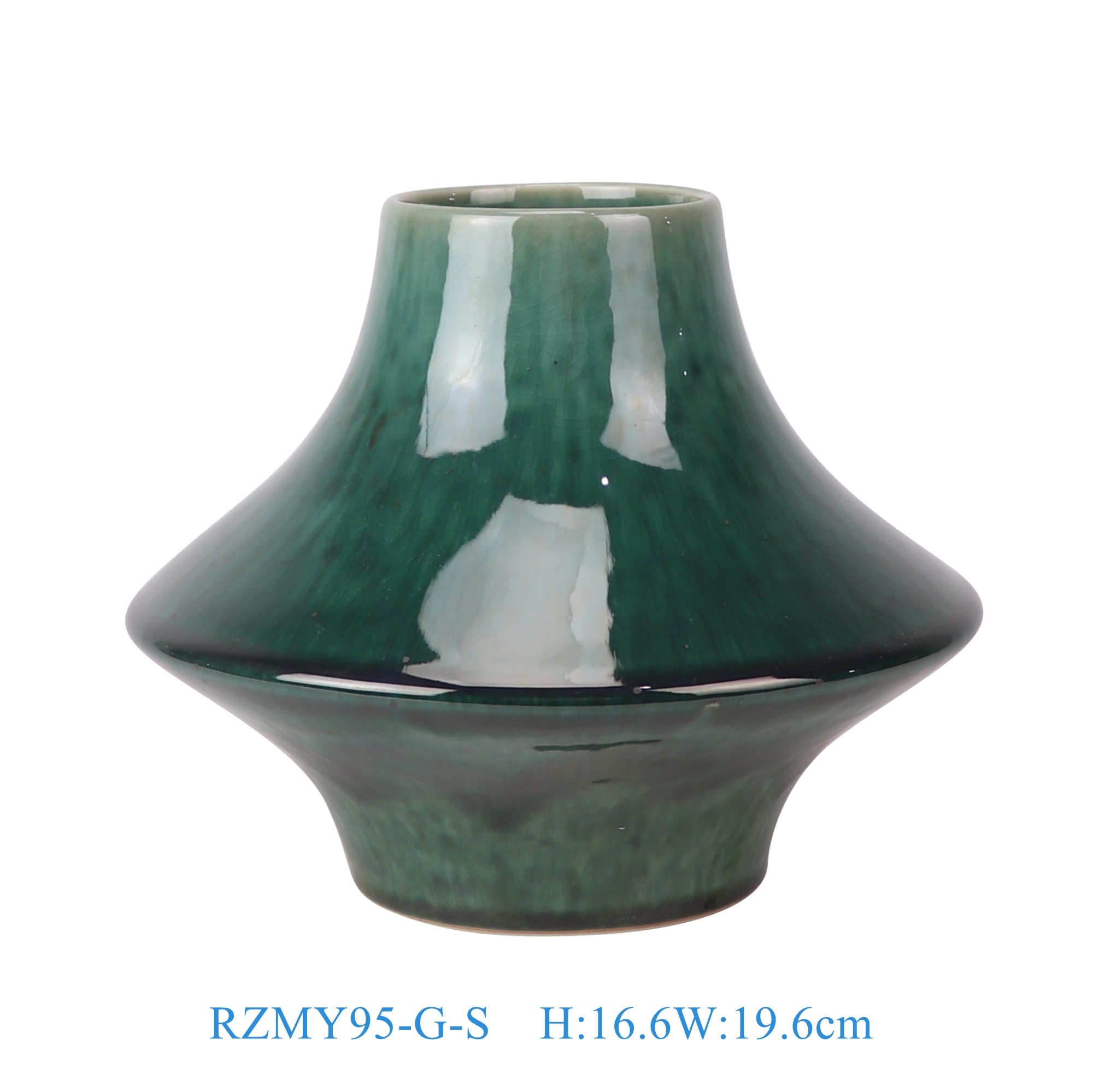 RZMY95-G-S 窑变绿色异形花瓶花器小号   