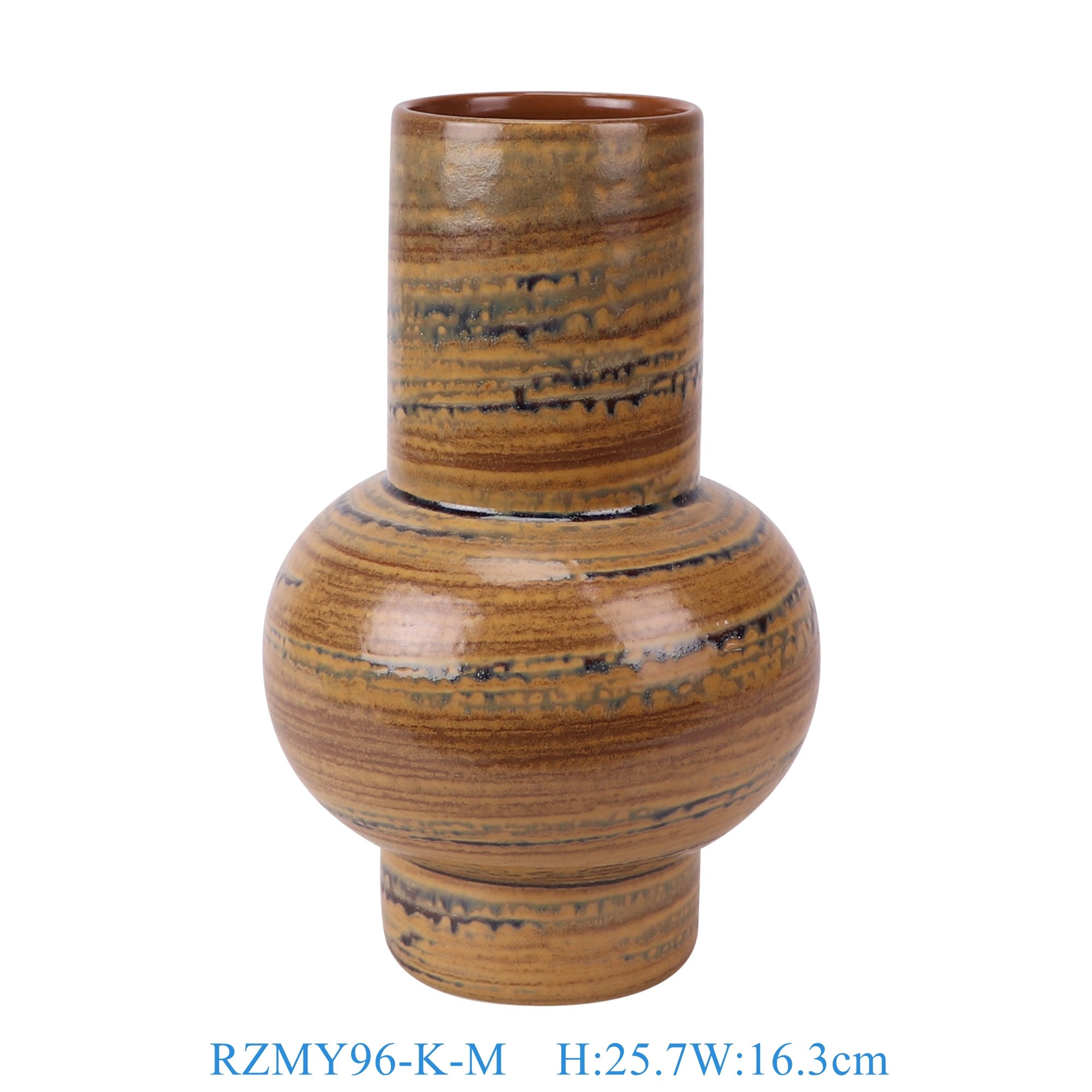 RZMY96-K-M 窑变橙色异形花瓶花器中号  