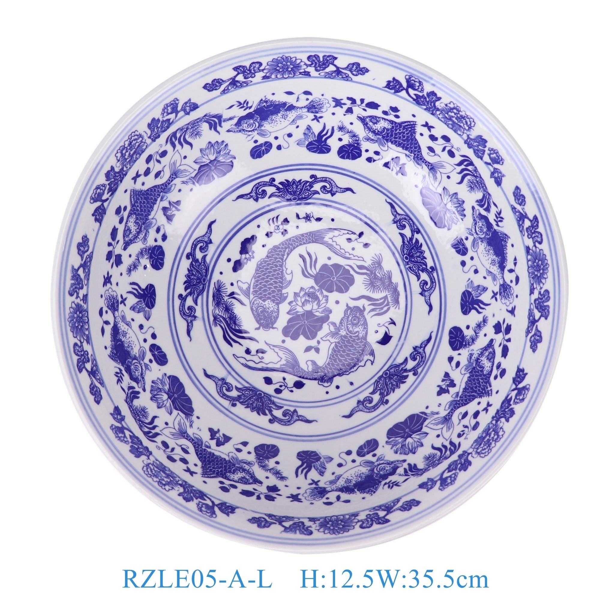 RZLE05-A-L 青花鱼藻纹大碗14英寸碗大号  