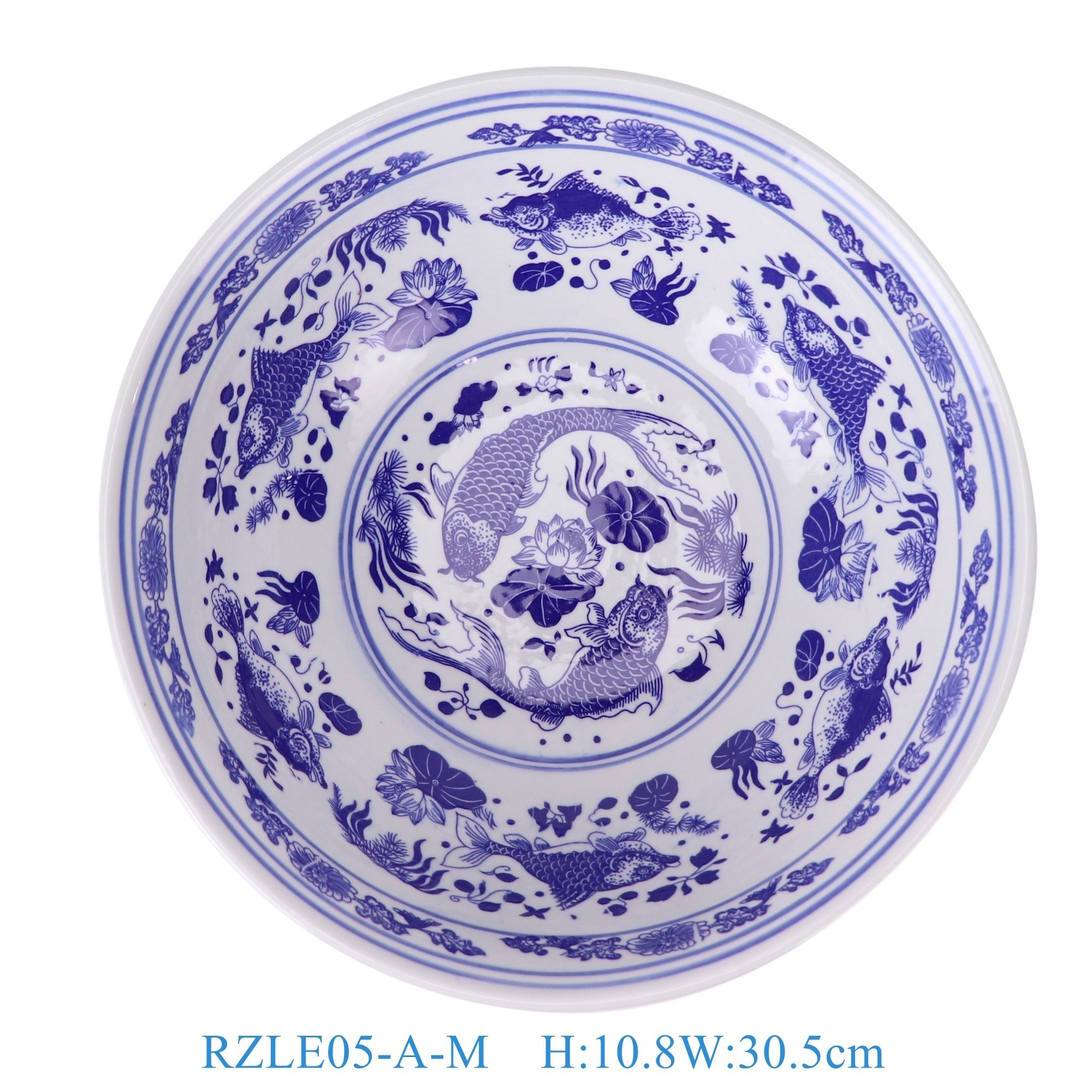 RZLE05-A-M 青花鱼藻纹大碗12英寸碗中号  