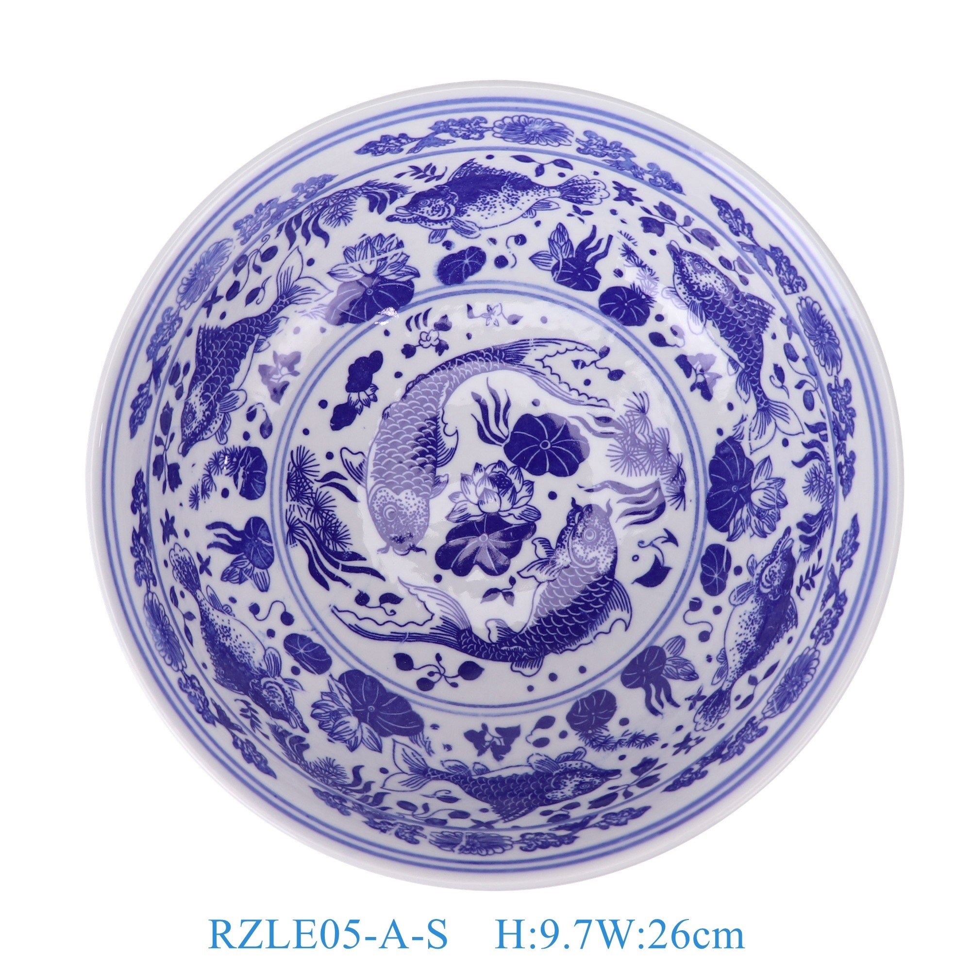 产品名称:青花鱼藻纹大碗10英寸碗小号 