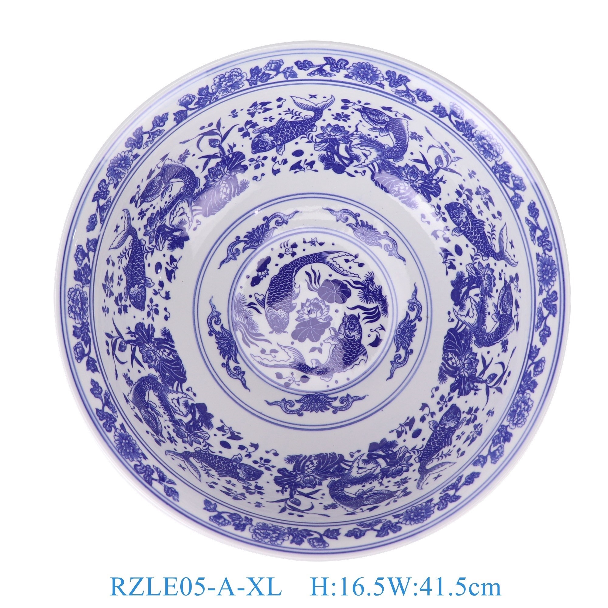 RZLE05-A-XL 青花鱼藻纹大碗16英寸碗加大号   