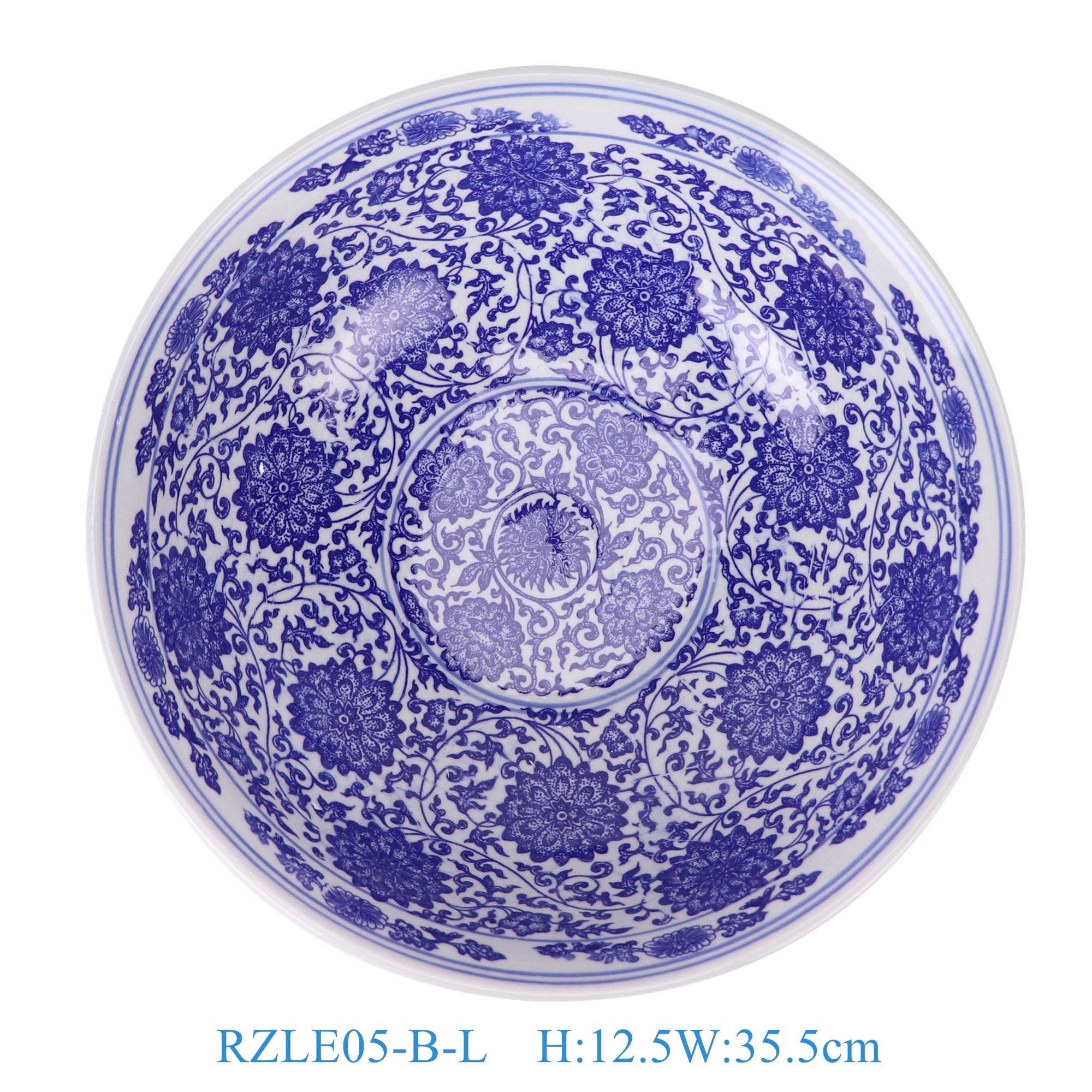 RZLE05-B-L 青花缠枝莲大碗14英寸碗大号   