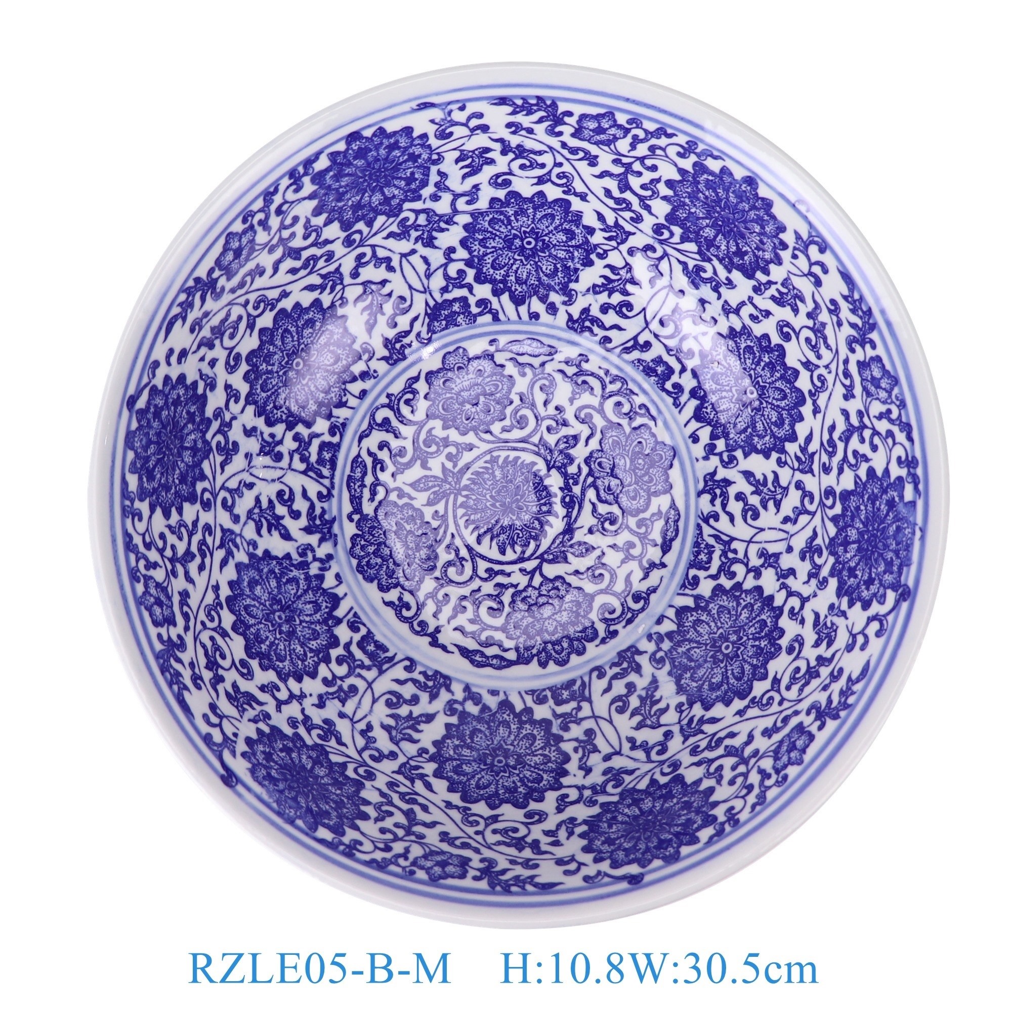 RZLE05-B-M 青花缠枝莲大碗12英寸碗中号  