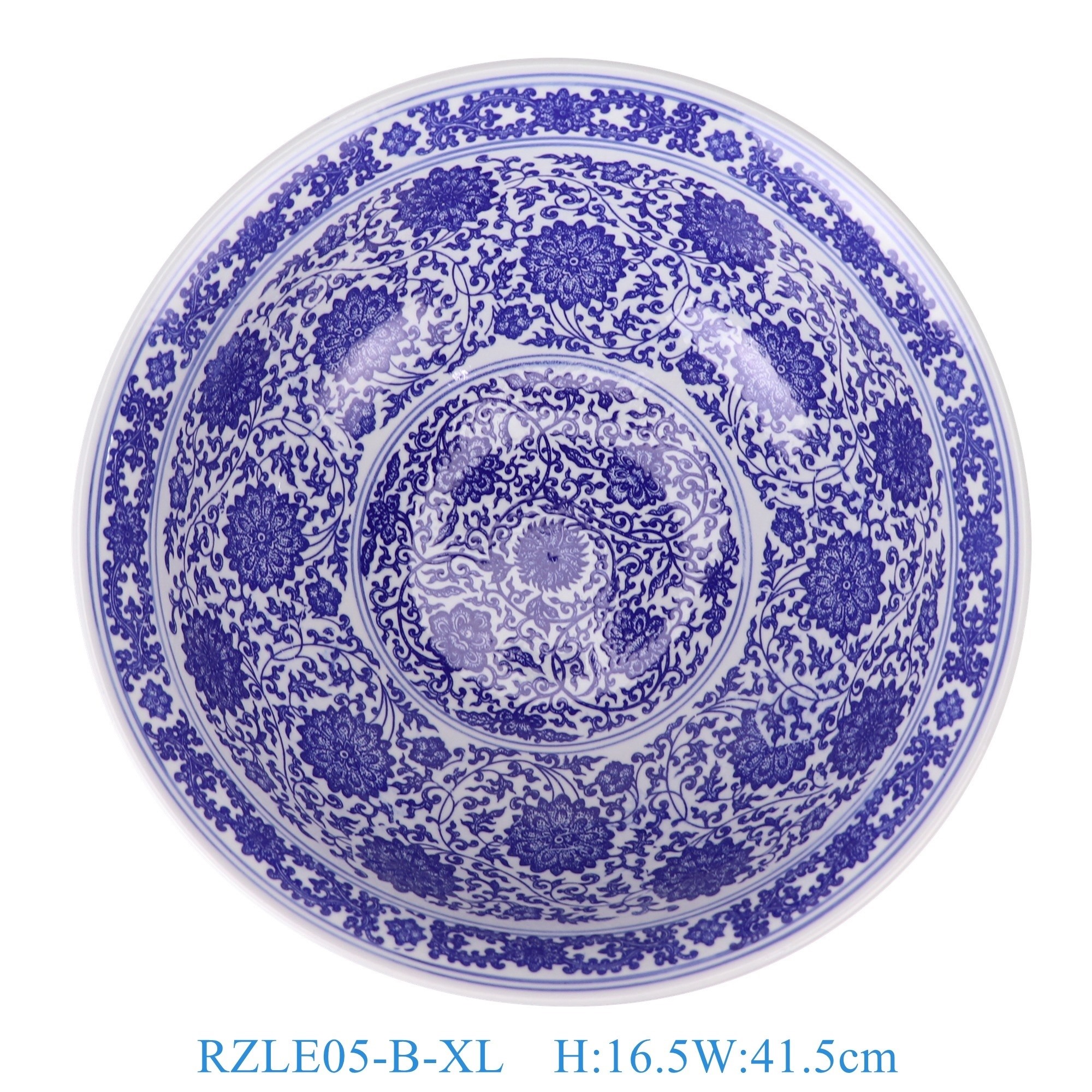 RZLE05-B-XL 青花缠枝莲大碗16英寸碗加大号   