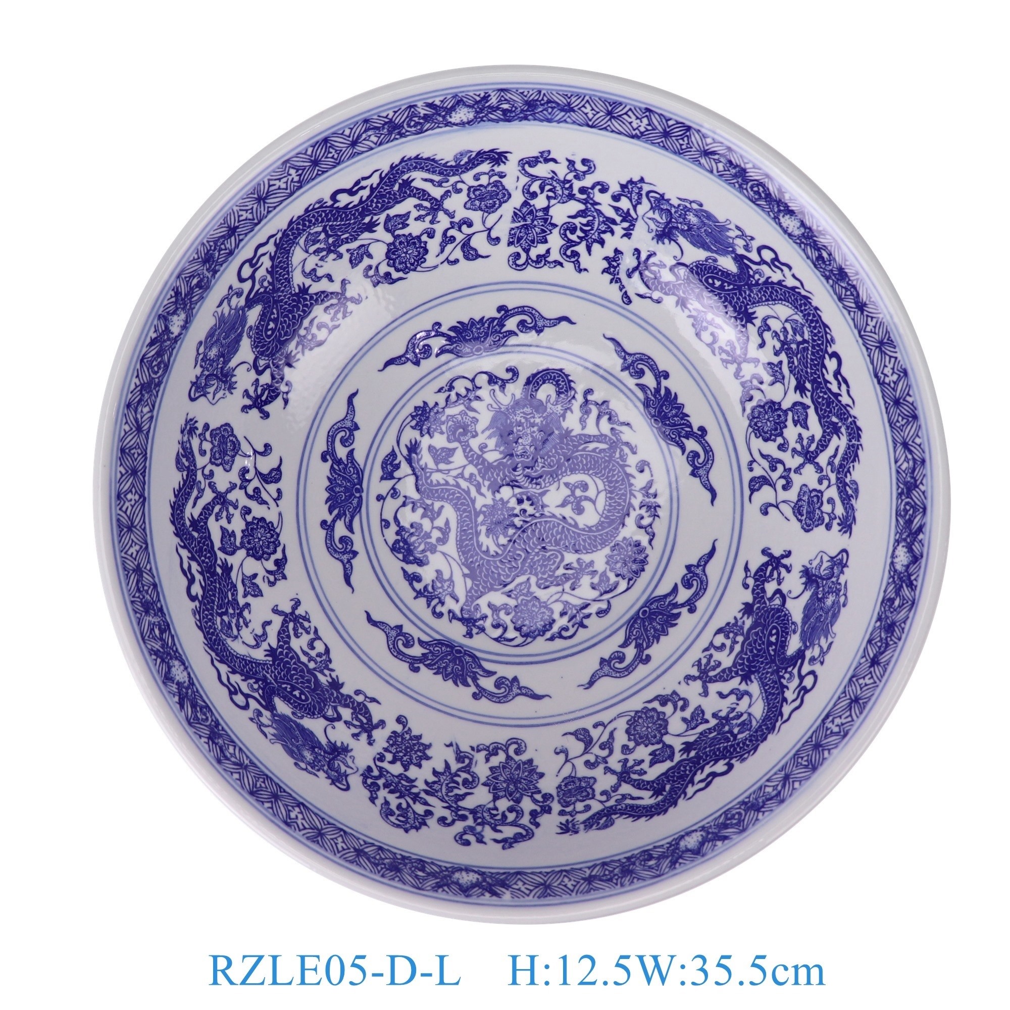 RZLE05-D-L 青花龙纹大碗14英寸碗大号   