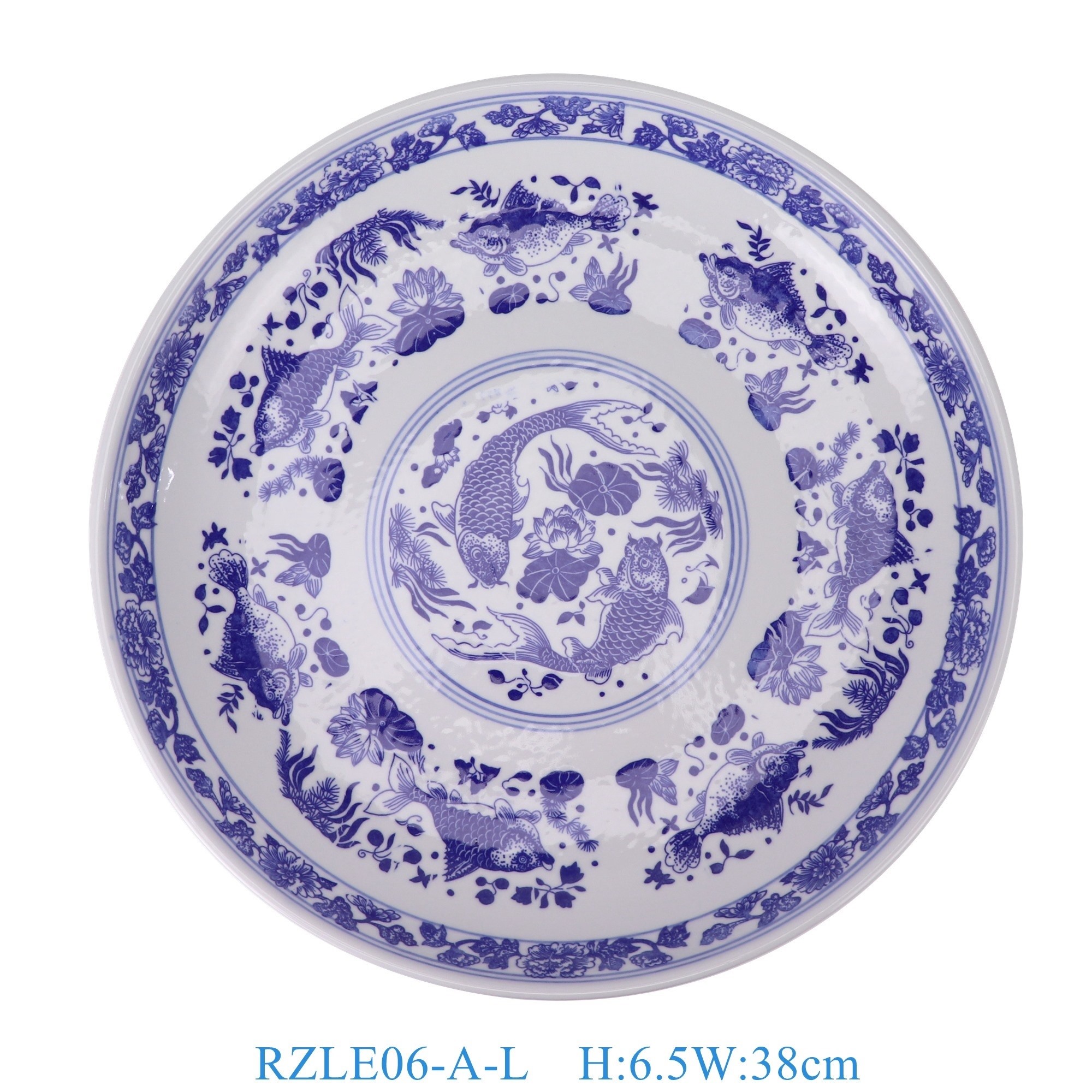 RZLE06-A-L 青花鱼藻纹盘14英寸盘大号  