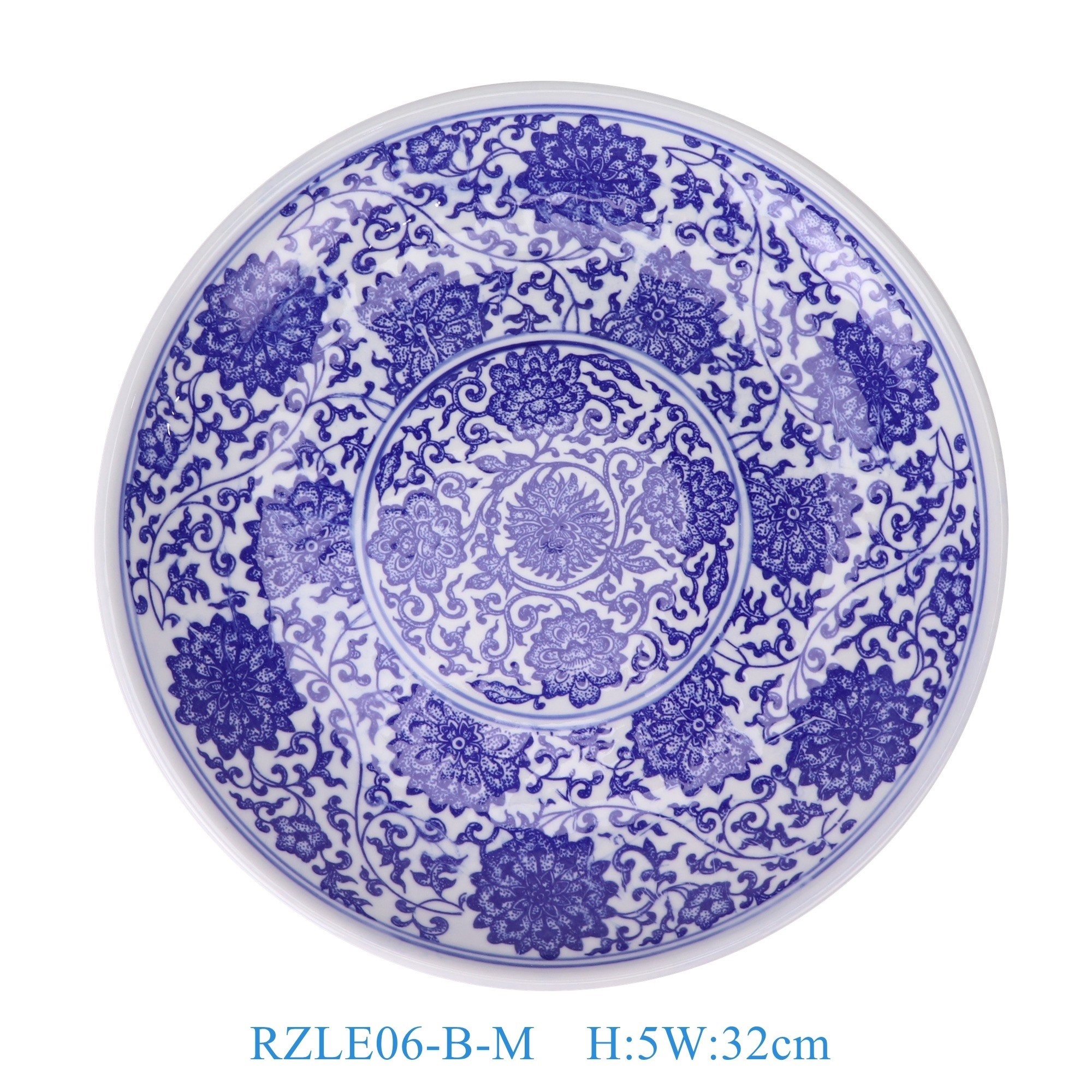 RZLE06-B-M 青花缠枝莲盘12英寸盘中号  