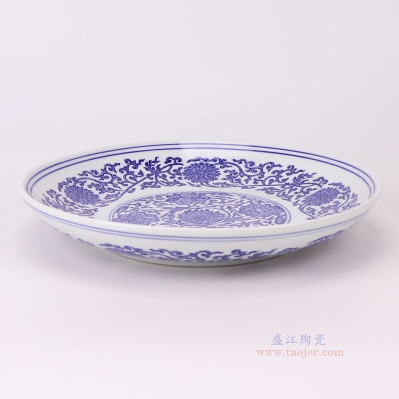RZLE06-B-S 青花缠枝莲盘10英寸盘小号  