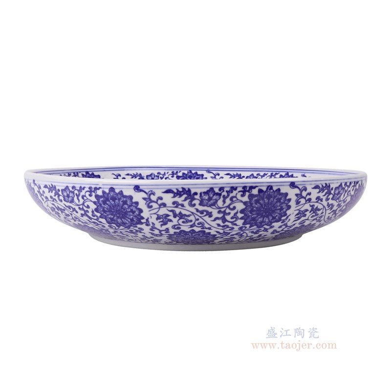 RZLE06-B-XL 青花缠枝莲盘16英寸盘加大号   