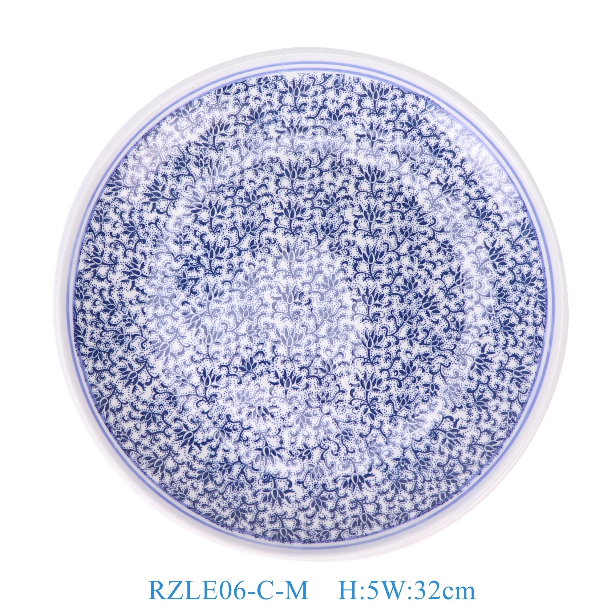 RZLE06-C-M 青花细花盘12英寸盘中号   