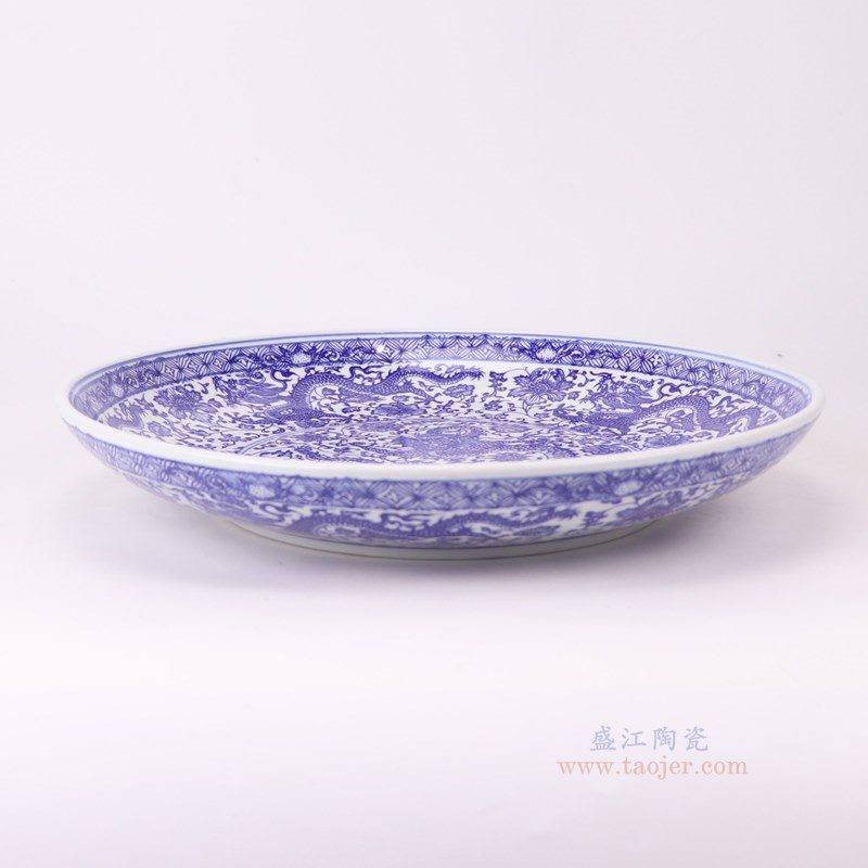 RZLE06-D-L 青花龙纹盘14英寸盘大号 