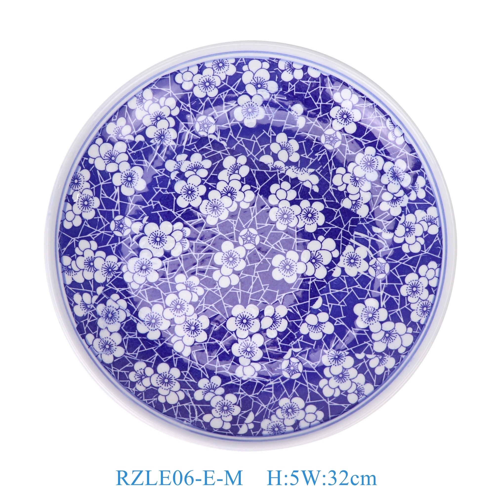 RZLE06-E-M 青花冰梅盘12英寸盘中号 