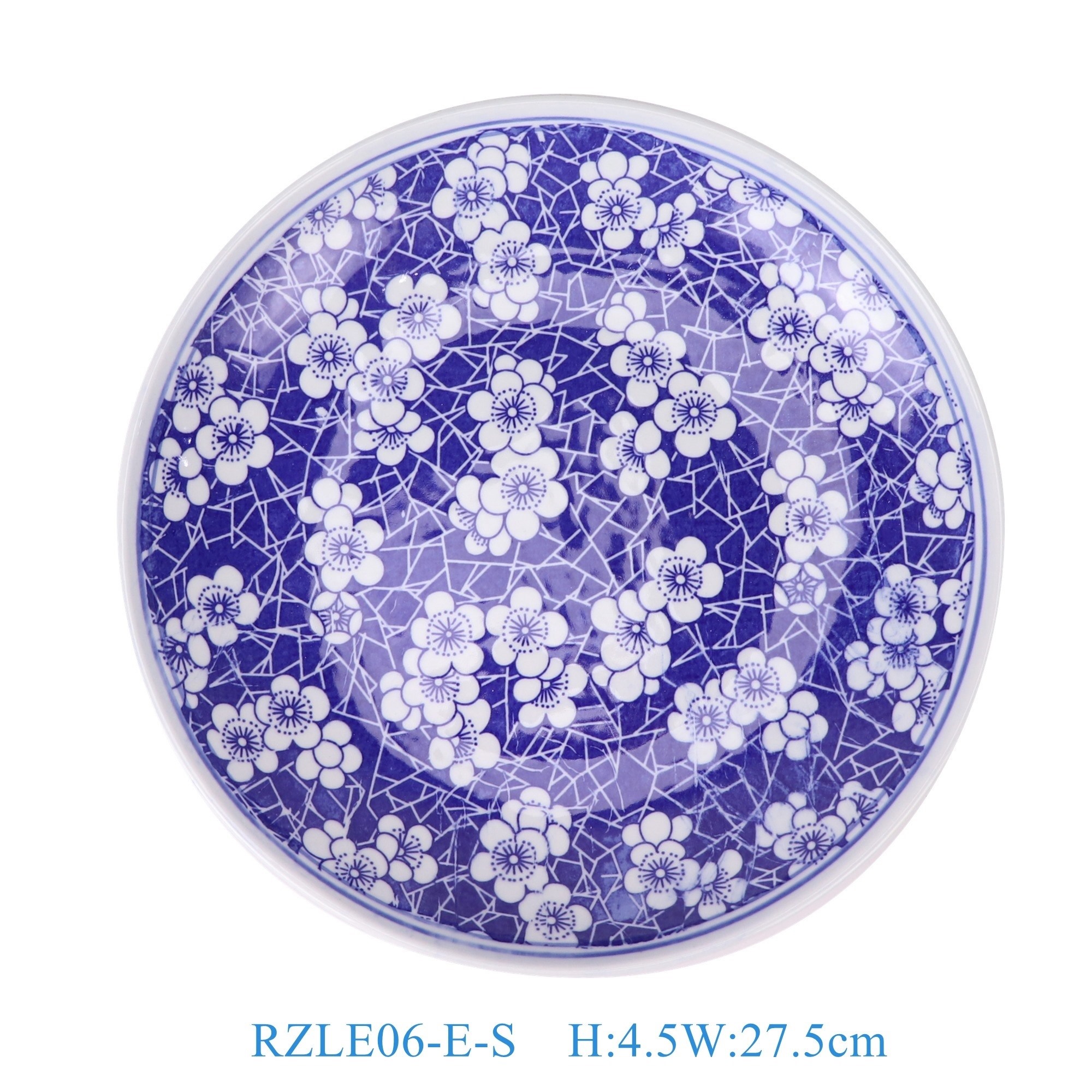 RZLE06-E-S 青花冰梅盘10英寸盘小号   