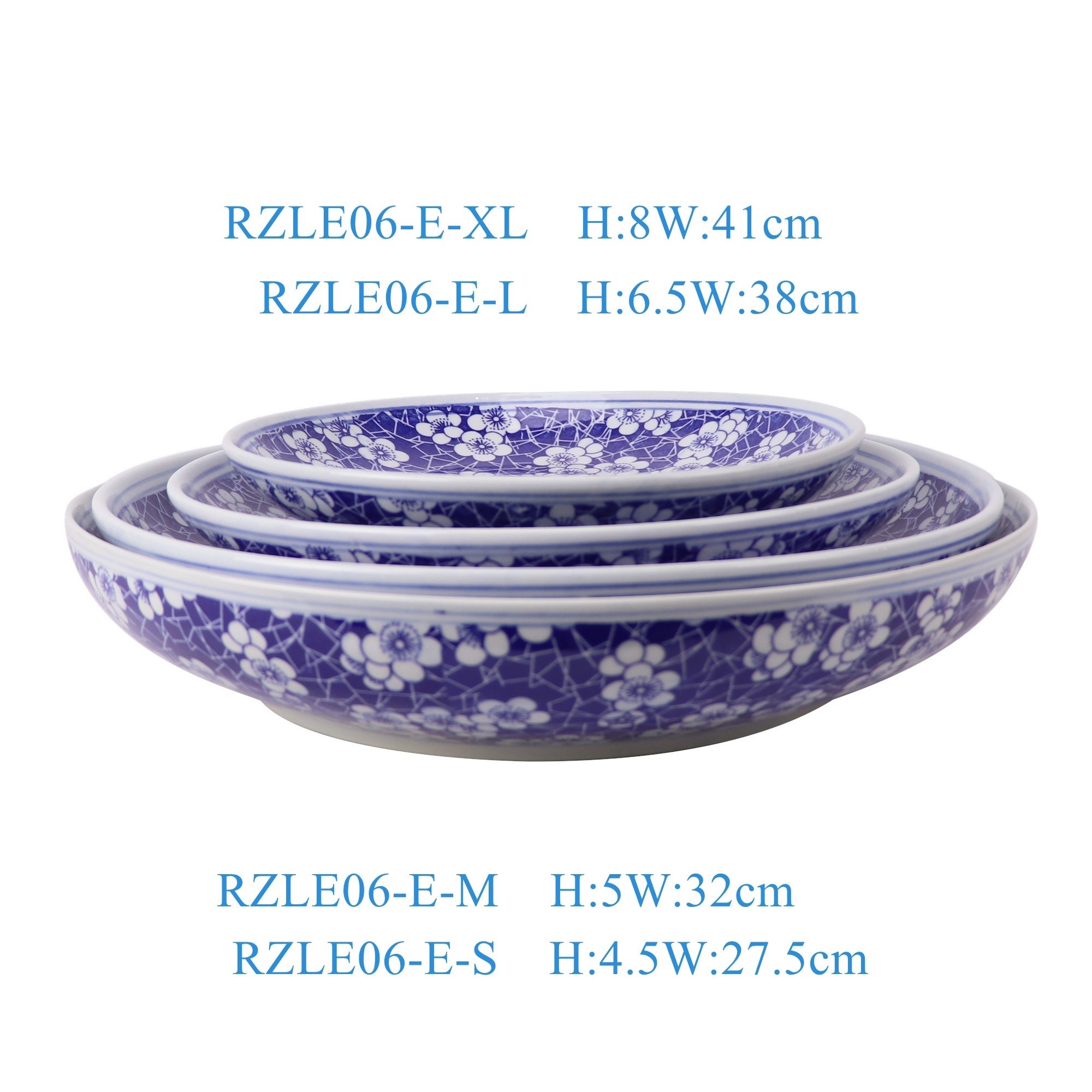 RZLE06-E-S-M-L-XL 青花冰梅盘10英寸12英寸14英寸16英寸四件套组合