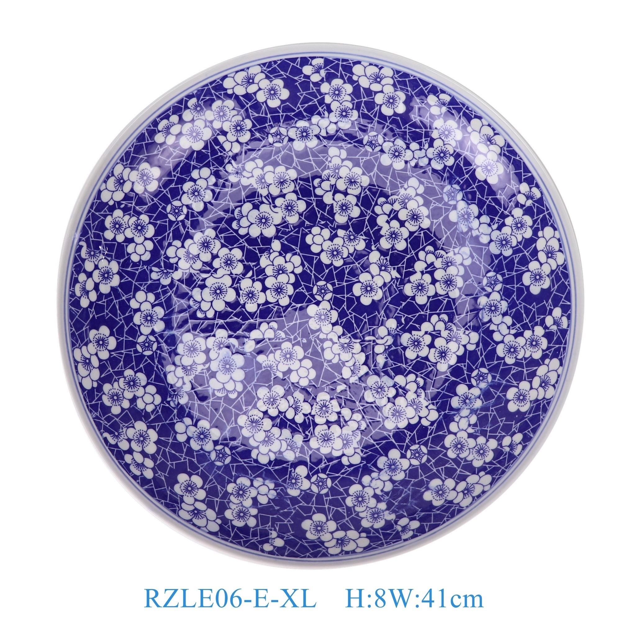 RZLE06-E-XL 青花冰梅盘16英寸盘加大号   