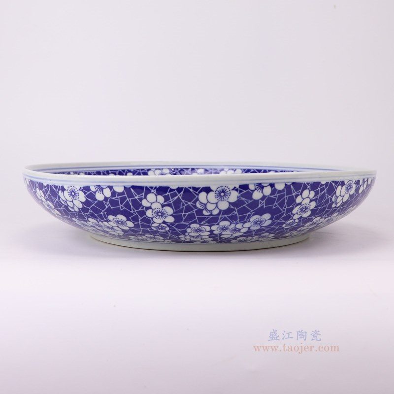 RZLE06-E-XL 青花冰梅盘16英寸盘加大号   