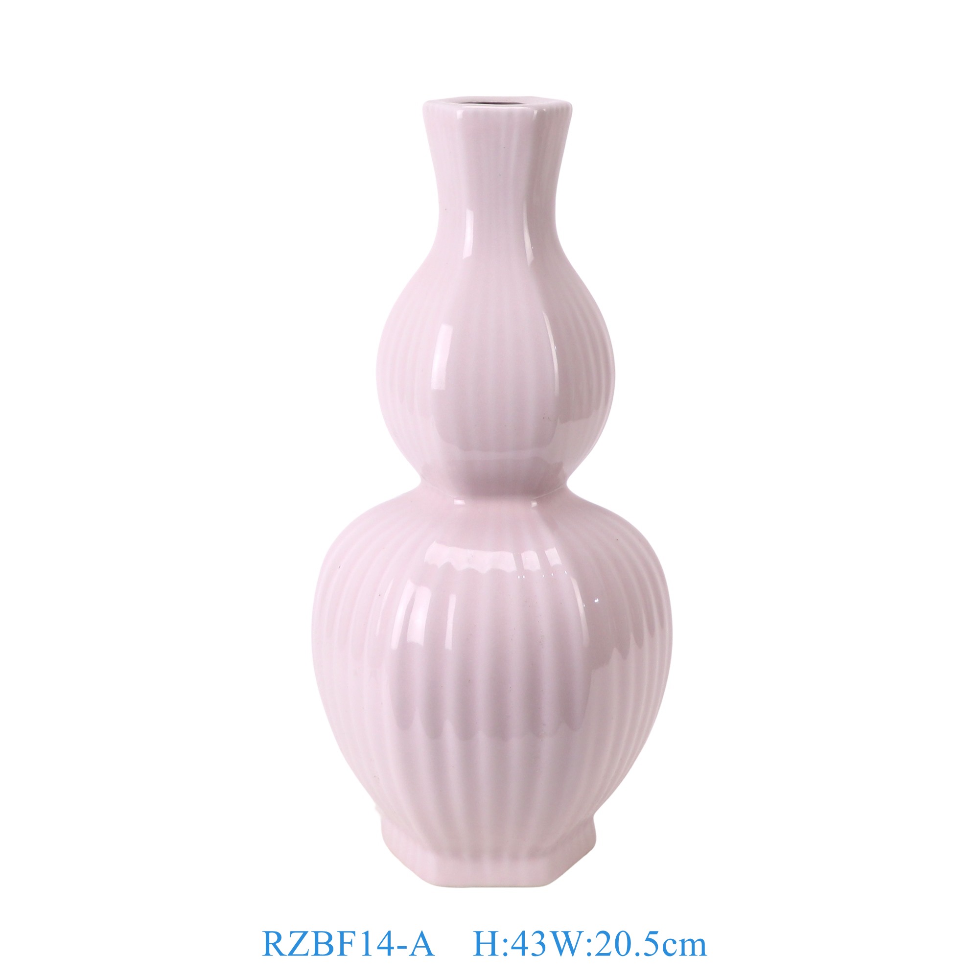 RZBF14-A 粉红竖纹六方葫芦瓶  