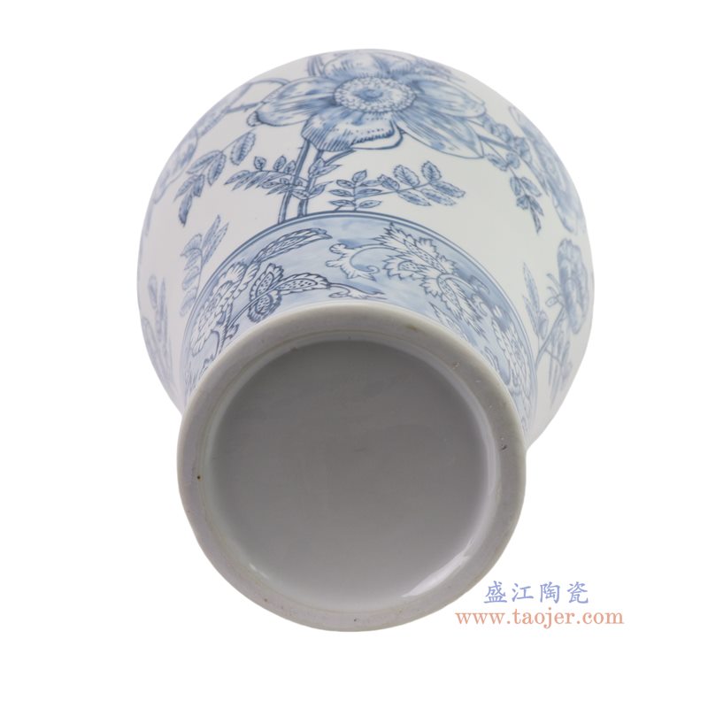 RXCF15-A 青花青蓝玫瑰花叶纹长颈瓶   