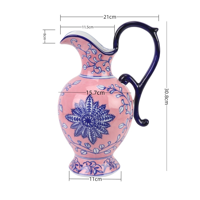 RXCF17-B 青花粉底勾莲花12寸奶壶   