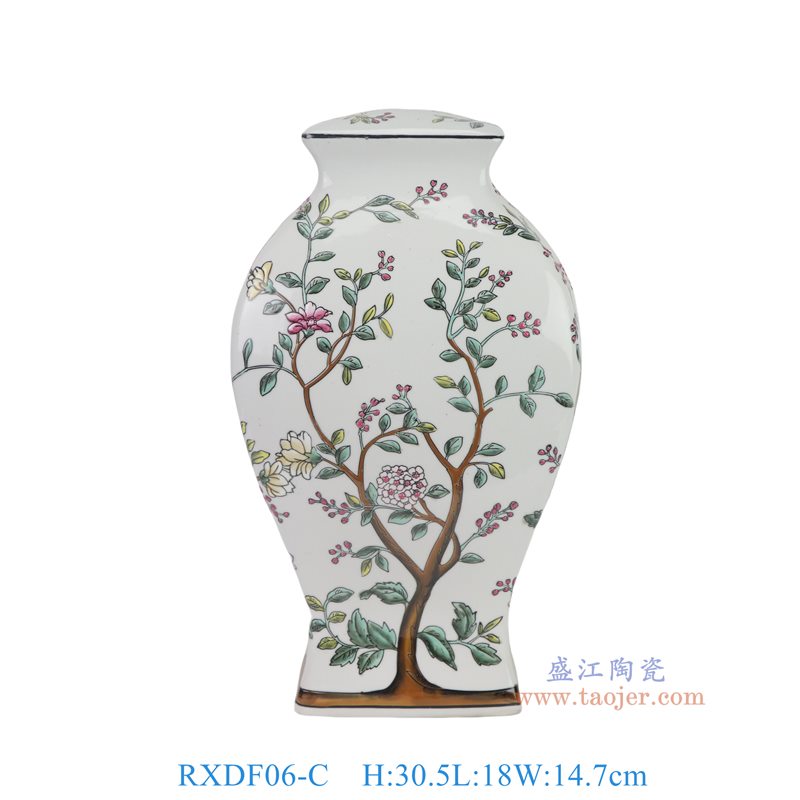 RXDF06-C 彩绘花树纹四方梅瓶灯具  