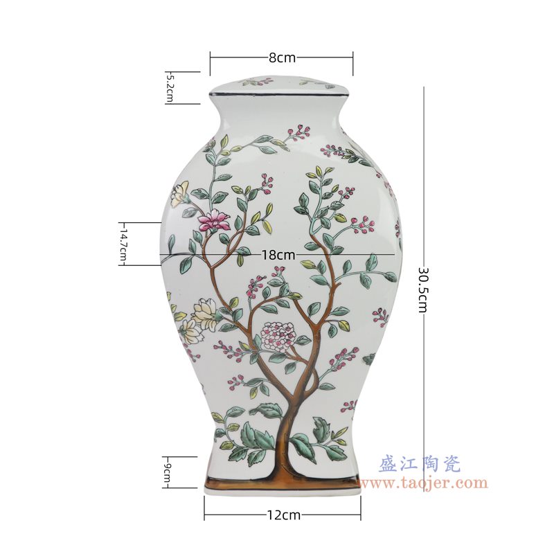 RXDF06-C 彩绘花树纹四方梅瓶灯具  