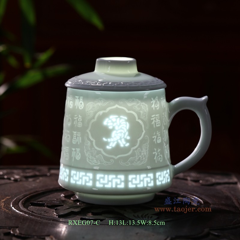 RXEG07雕刻玲珑十二生肖福字杯子