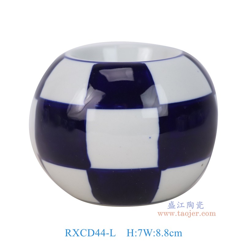RXCD44-L青花蓝白方块纹烛台