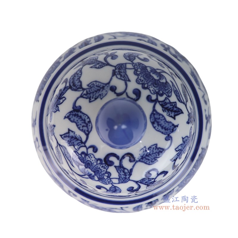 RXCD48-A 青花花叶纹将军罐