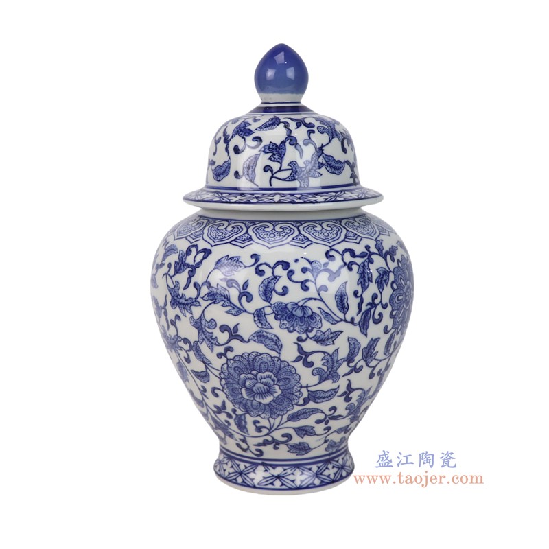 RXCD47-A青花花叶纹将军罐