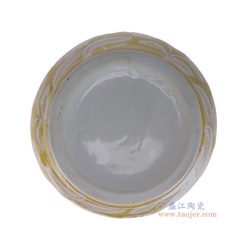 RXCD43-A-L黄底白花叶纹冬瓜瓶大号