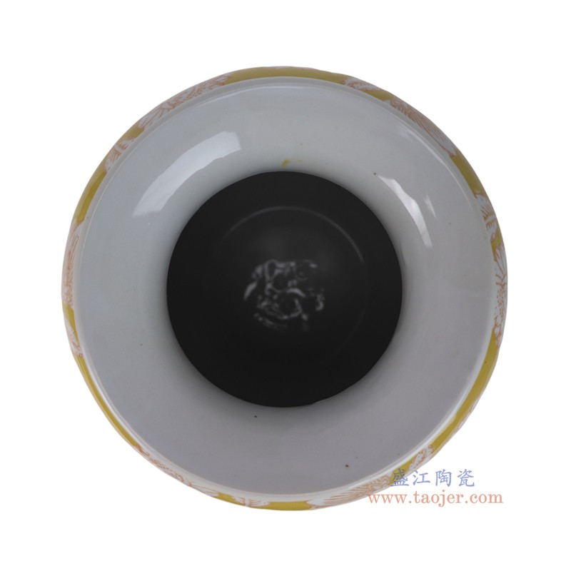 RXCD43-A-L黄底白花叶纹冬瓜瓶大号