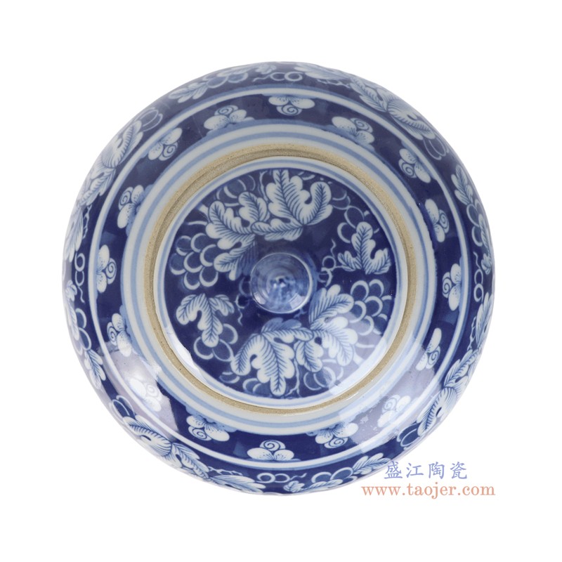 RZSI32-G青花喜字葡萄纹冬瓜罐 